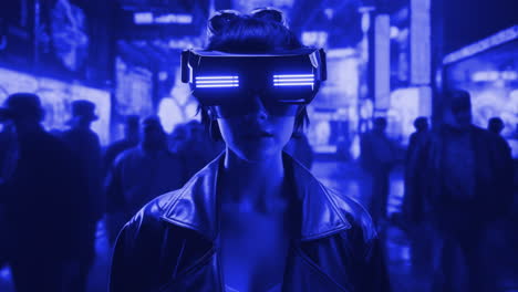 tecnología femenina con auriculares vr en hecho con ai