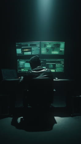 hacker in a dark room