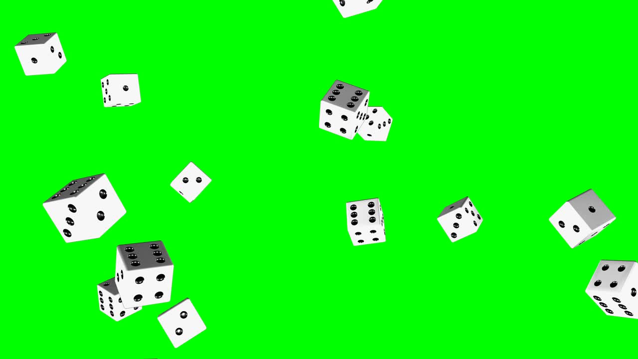 los dados caen en pantalla verde (animación en bucle)