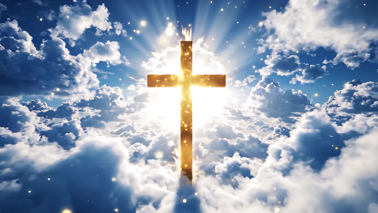 Christian Cross Heavenly Light Worship Background 4K