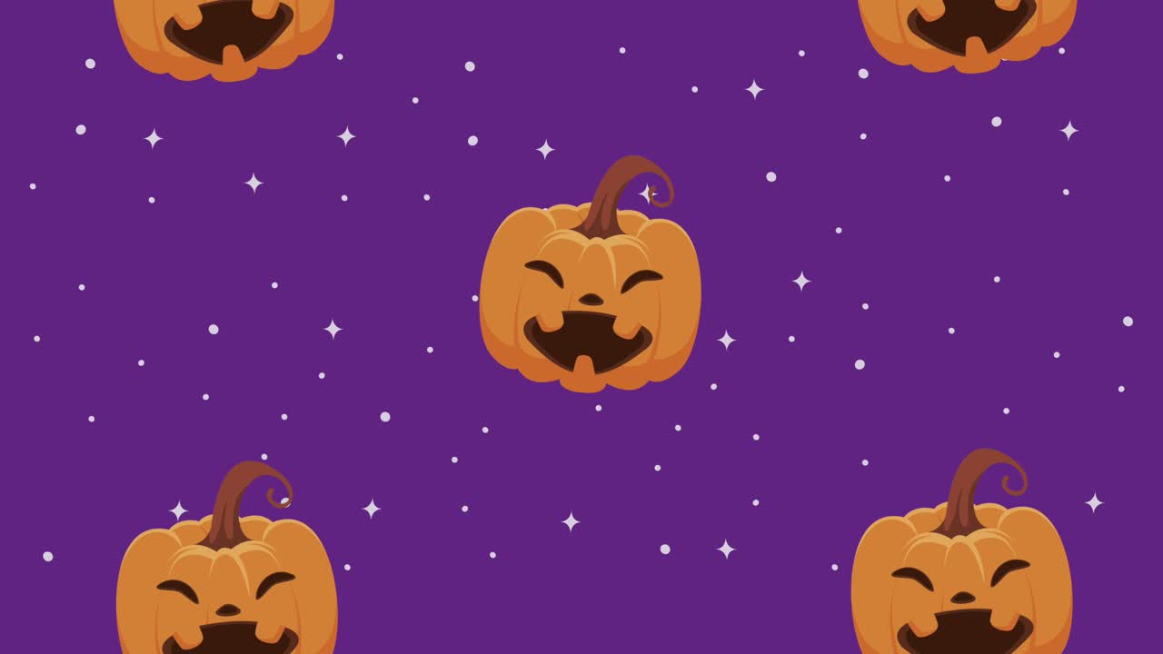 animación feliz de halloween con patrón de calabazas