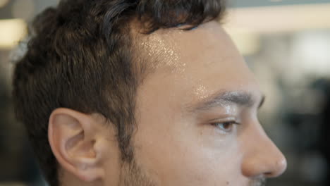 Tired-Sweaty-Man-Runner-Jogging-on-Treadmill-In-Gym---Extreme-Face-Closeup-in-Slow-Motion