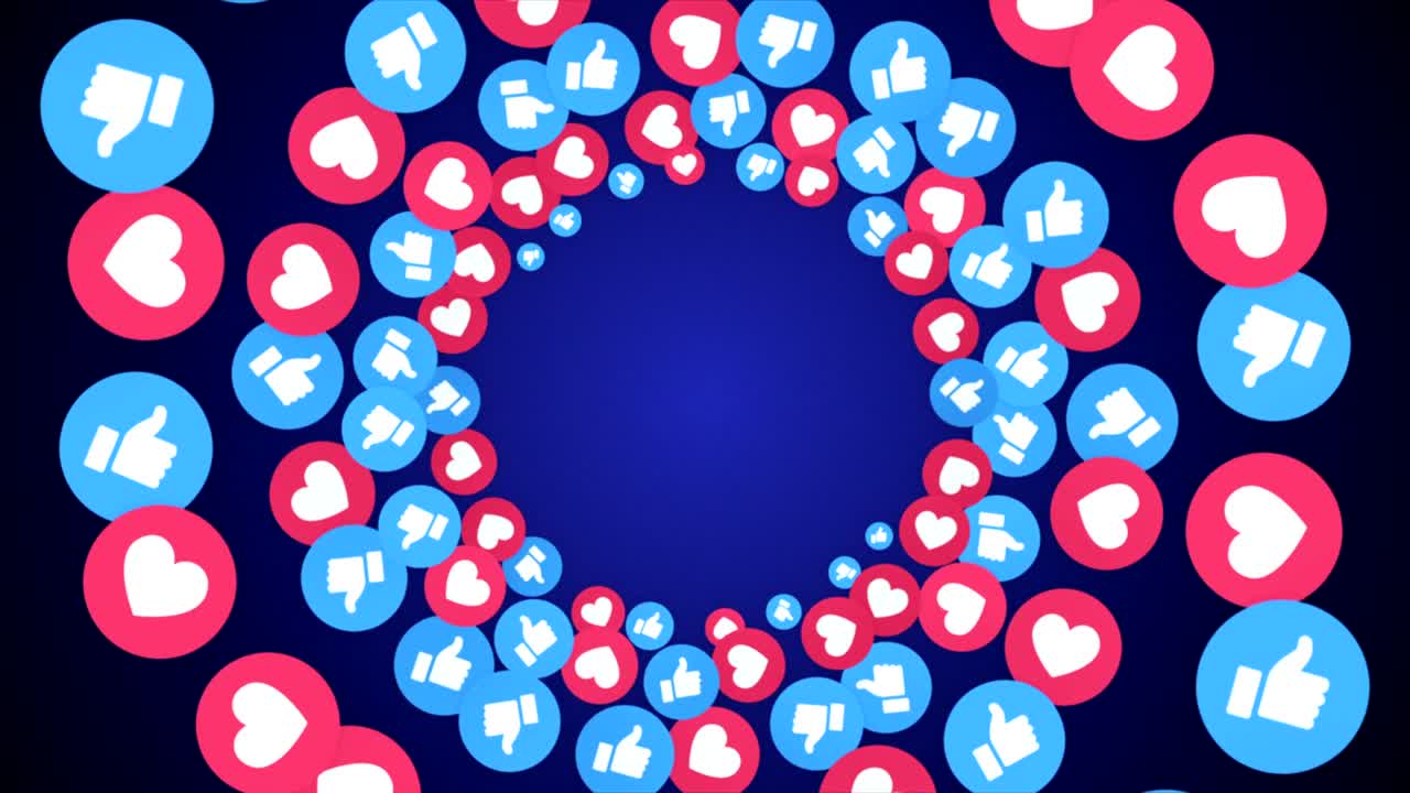 Like and Hearts Emoji Signs Animation, Rendering, Background, with Alpha Channel, Loop