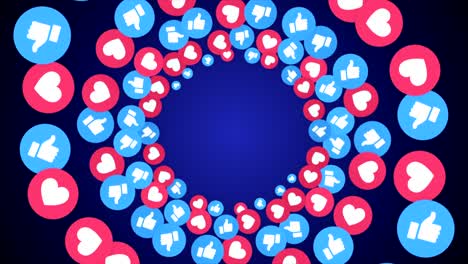 like and hearts emoji signs animation, rendering, background, with alpha channel, loop