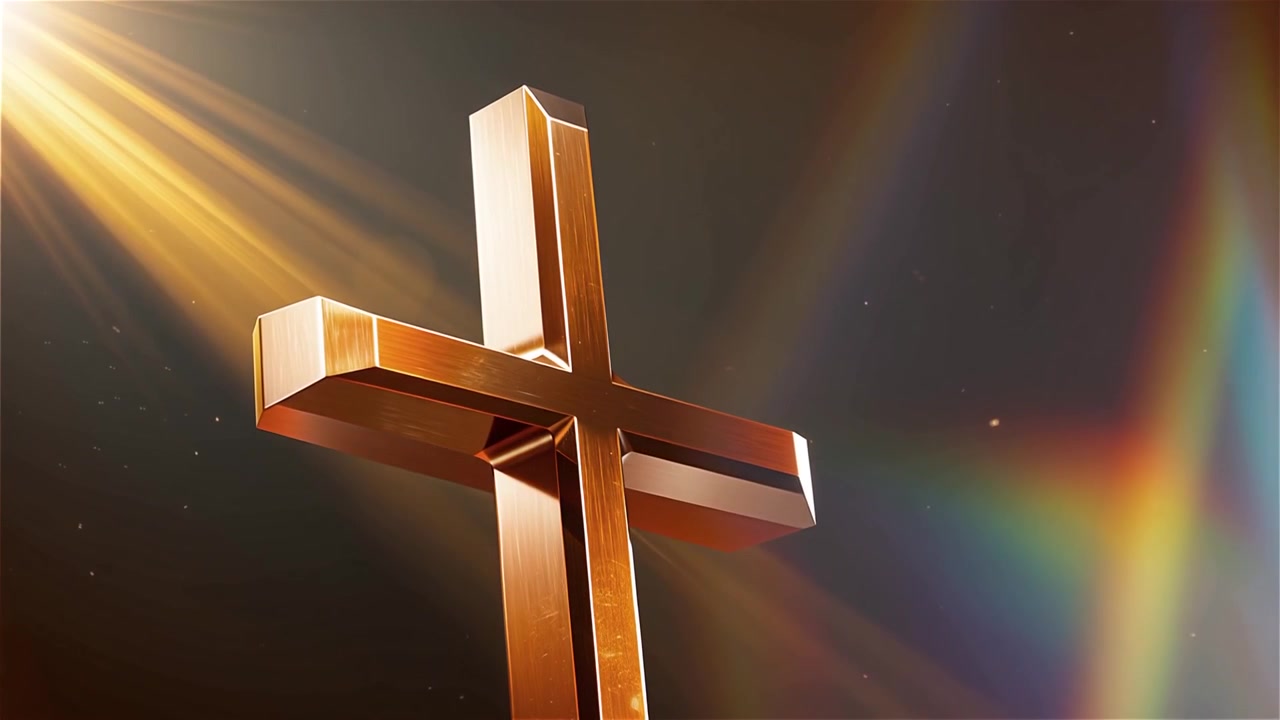 Croce Cristiana Luce Celestiale Sfondo per il Culto.