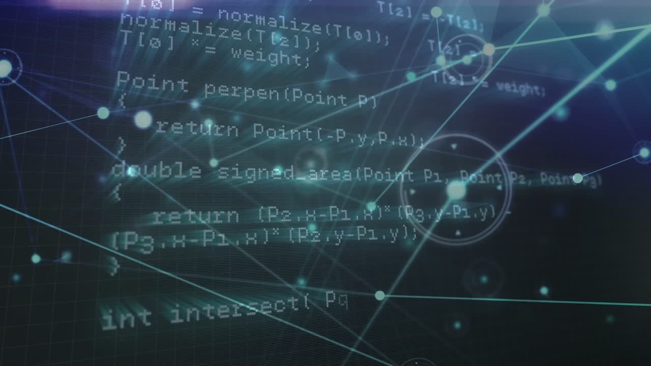 Animation of network of connections and diverse data processing in digital space