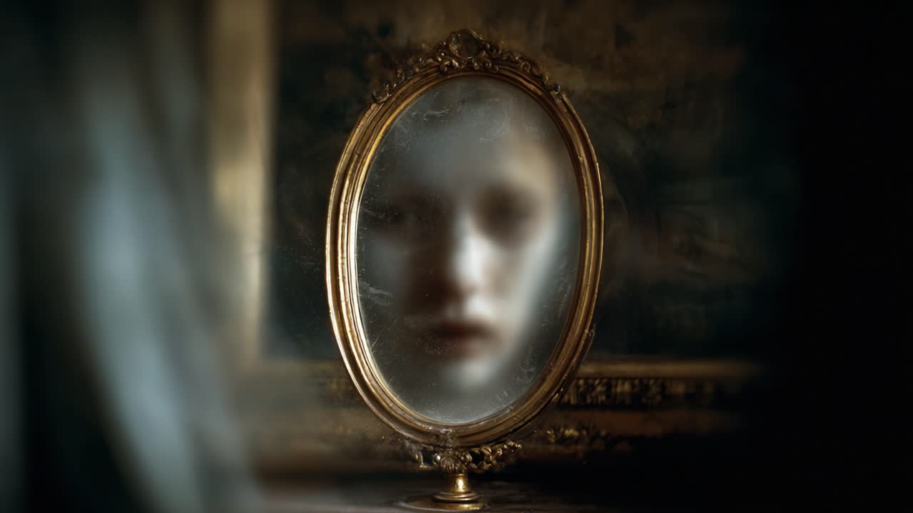 A Mysterious Reflection: The Enigmatic Face in the Fogged Mirror Capturing an Intriguing Blend of Reality and Illusion