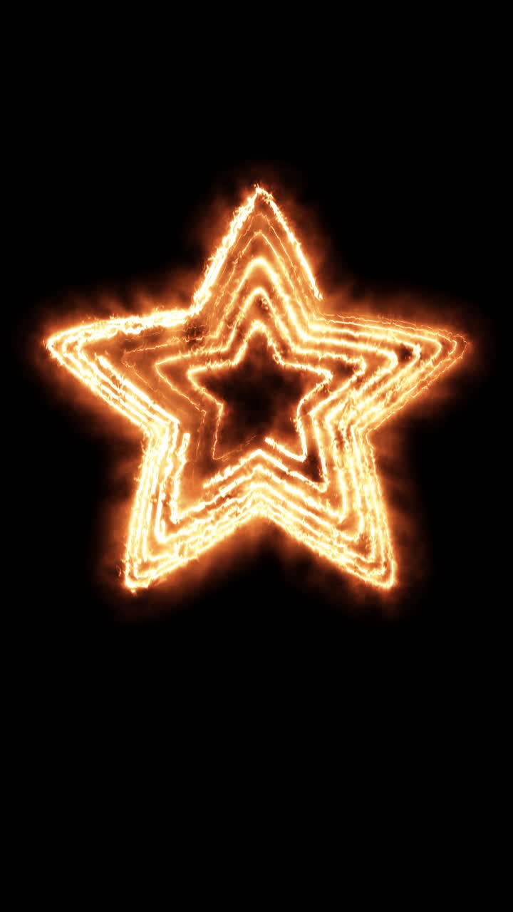 Una stella infuocata pulsa e ruota, creando un affascinante effetto luminoso su uno sfondo scuro.
