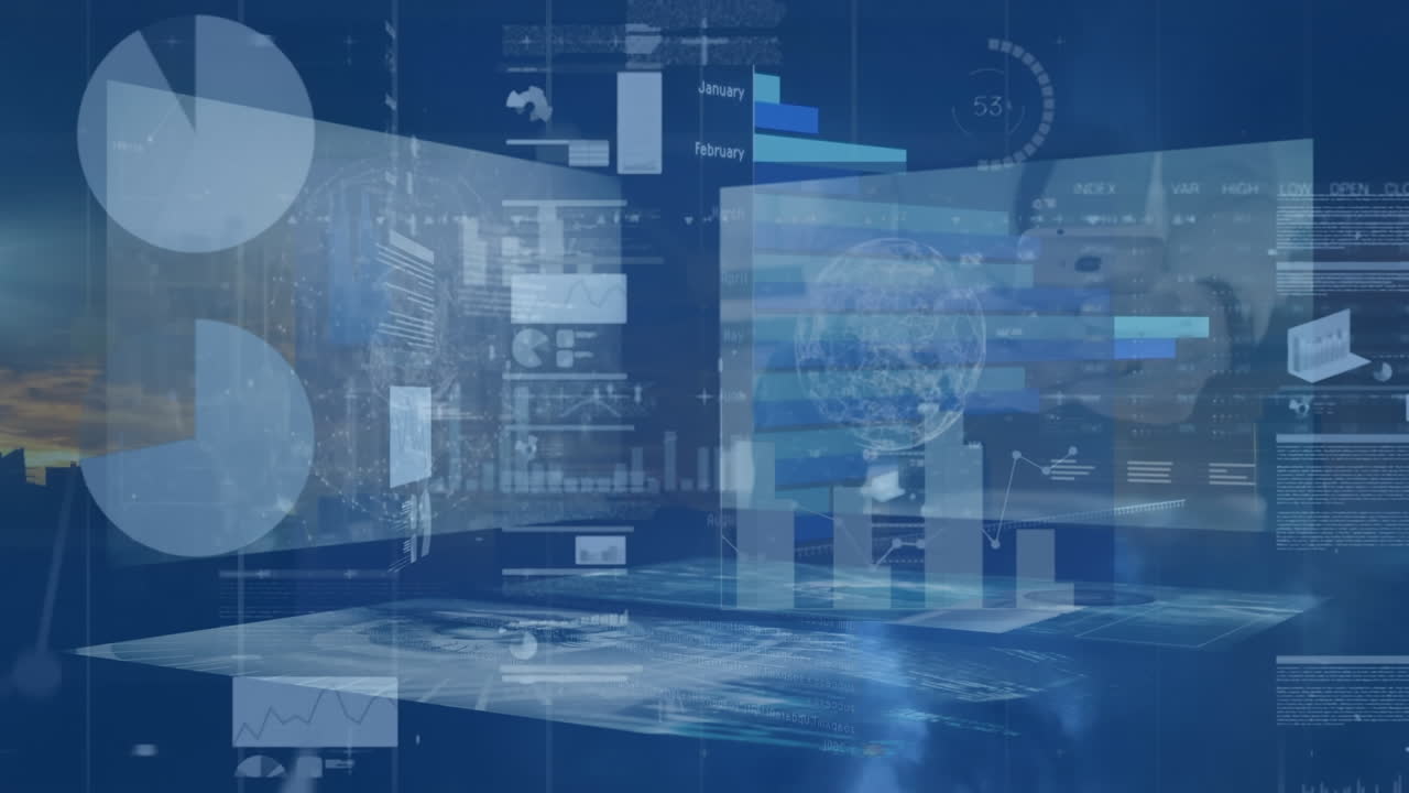 animación del procesamiento de datos durante la tormenta