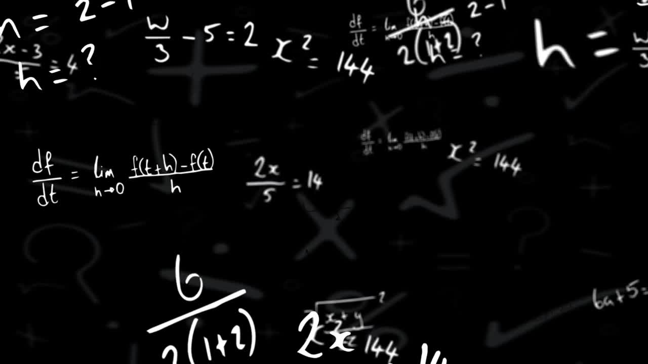 animación de ecuaciones matemáticas sobre un fondo negro