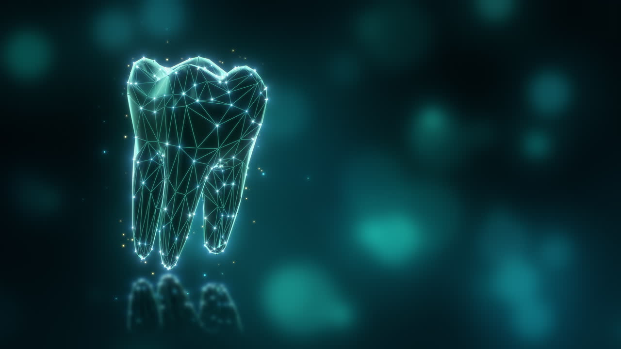 Loop 3d digital tooth wireframe hologram