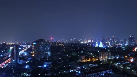 Bangkok-Tailandia-Noche-Paisaje-Urbano-Azul