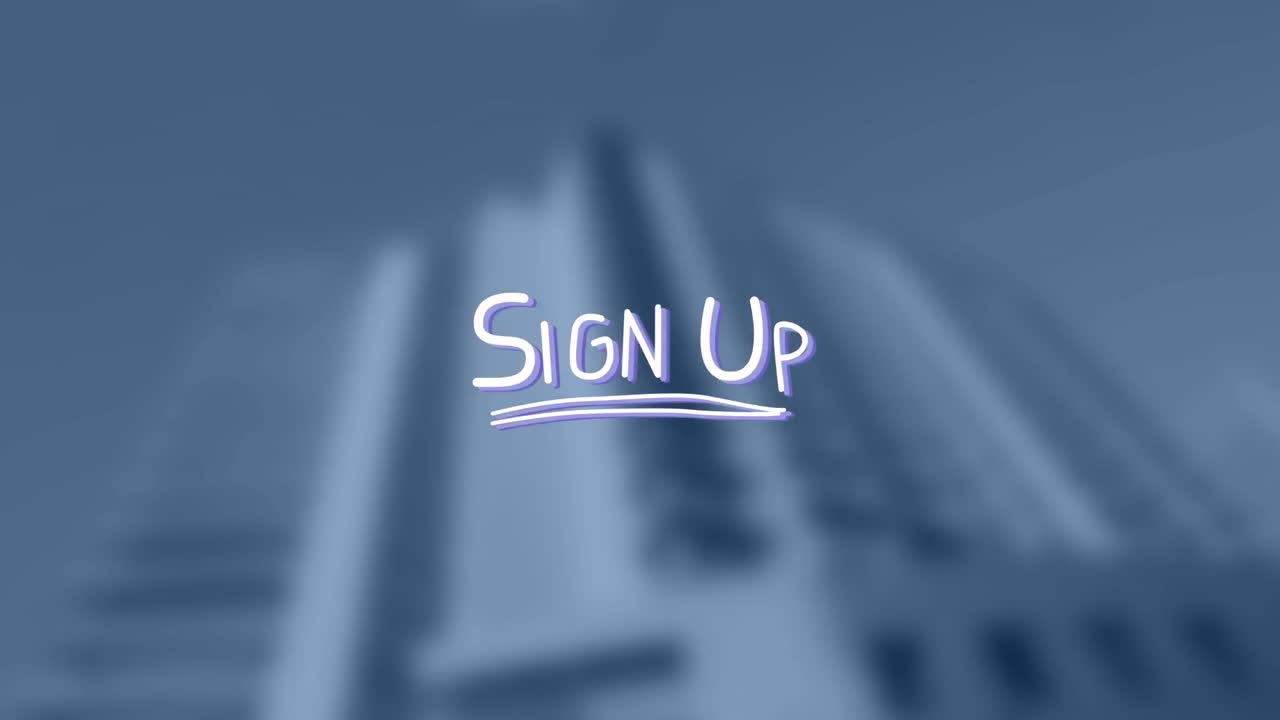 animación del texto de la señal sobre el paisaje urbano desenfocado