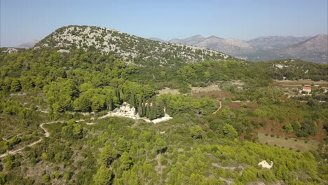 Church-hidden-in-hills-of-Dubrovnik,-Croatia