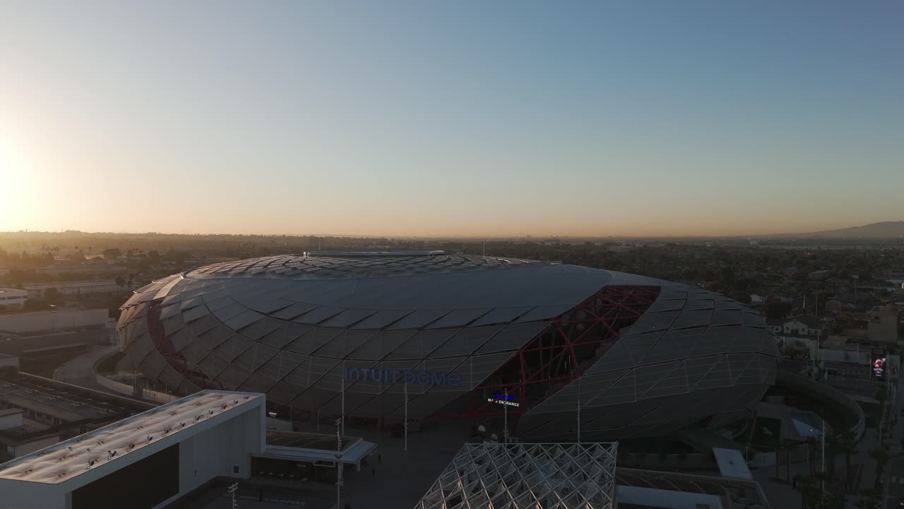 sunrise over Intuit Dome in Los Angeles