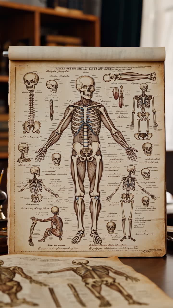Vintage Human Skeleton and Anatomy Chart