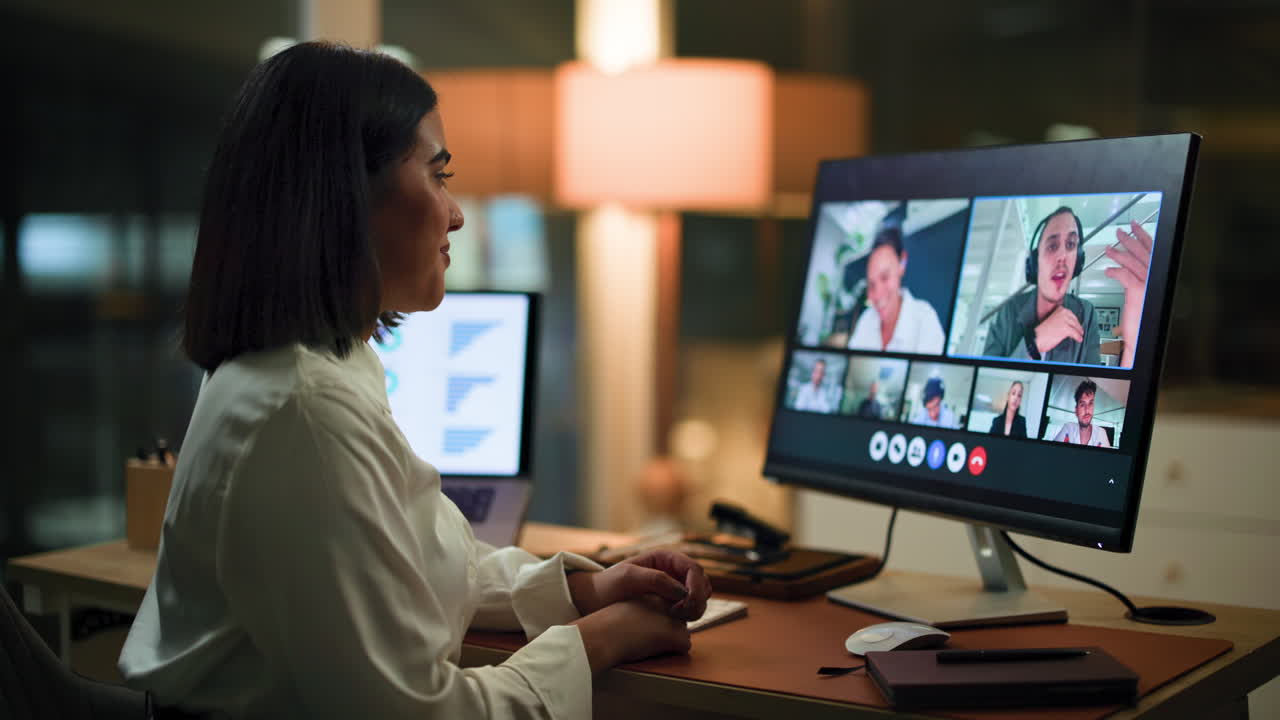 mujer de negocios en una llamada de video