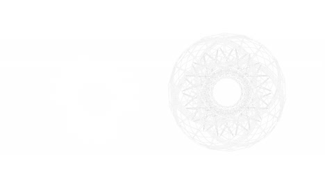 Digital-animation-of-circular-geometric-shape-spinning-against-white-background