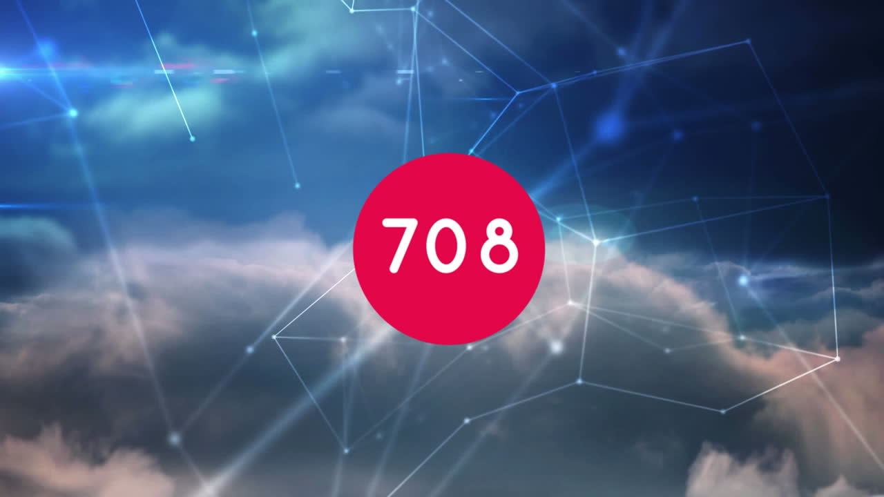 animación de números que cambian a través de la red de conexiones con las estadísticas