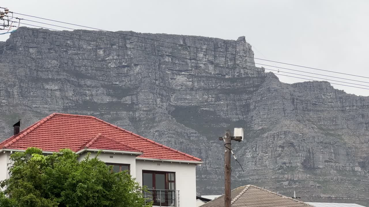 Table Mountain in Cape Town behind a residential home