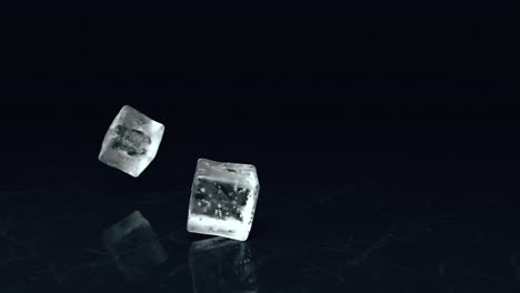 ice cubes on dark marble surface