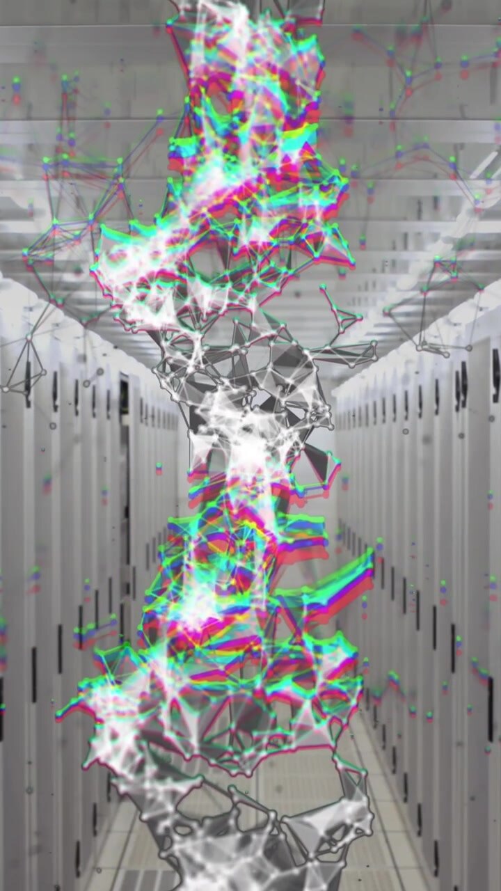 Animation of dna rotating over servers