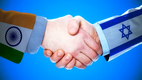 india - israel  / handshake concept animation about countries and politics / with matte channel
