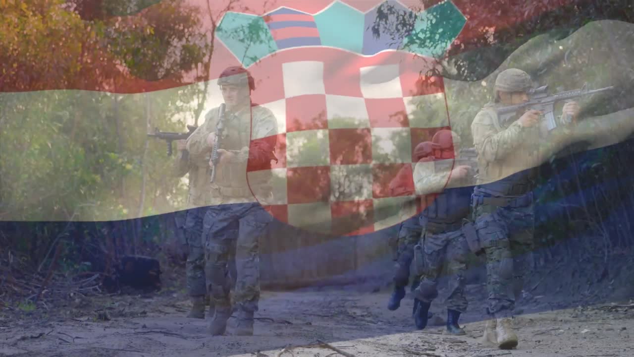 다양한 군인 들 위 에 크로아티아 의  ⁇ 발 의 애니메이션
