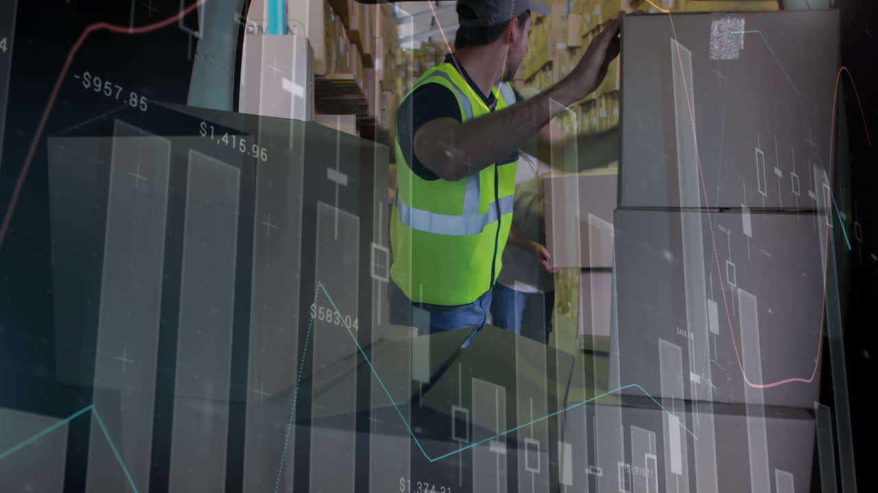 animación de estadísticas y procesamiento de datos financieros sobre el repartidor