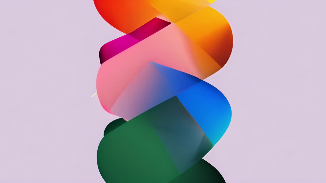 animación de formas abstractas coloridas que se retorcen y se superponen en un fondo claro