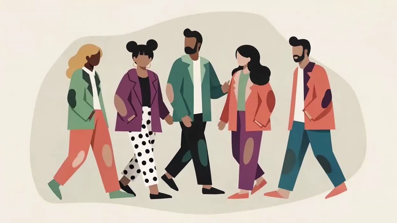 Diverse Group of Young People Walking Together as a Team