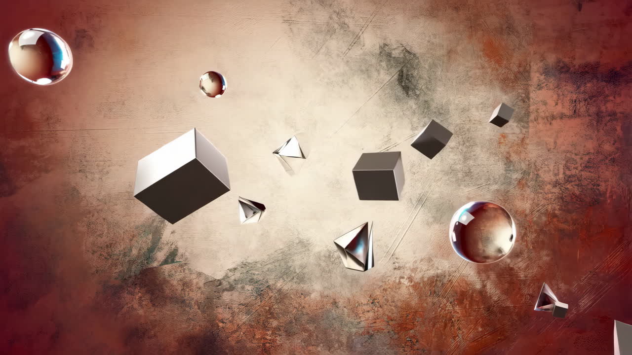 Abstract 3D Geometric Shapes on a Textured Background