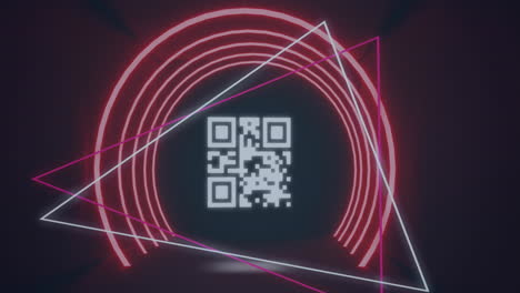 Animation of qr code circles and triangles on black background