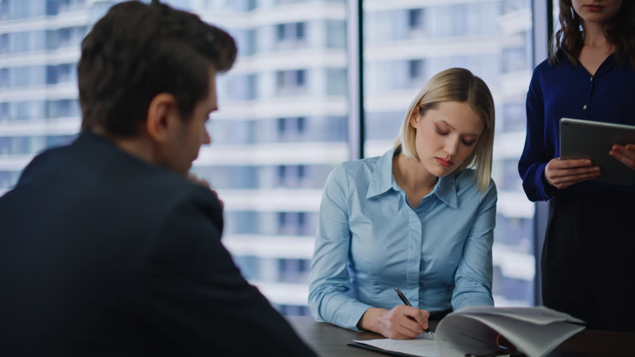 Business team working together in modern office