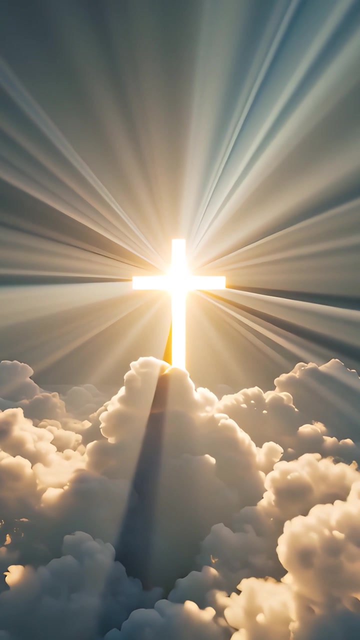 Sfondo per Adorazione 4K: Croce Cristiana e Luce Celeste