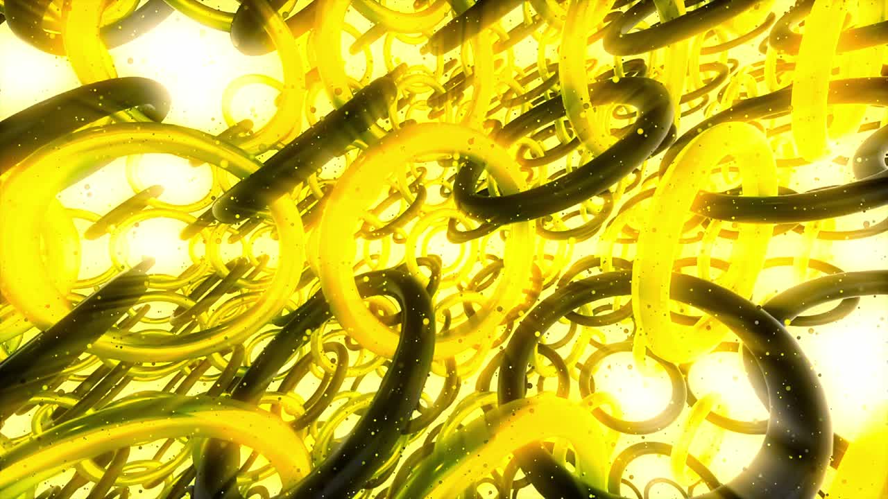 빛나는 노란색과 검은색 원으로 추상적인 3d 배경