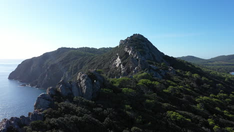 view of mountains in porquerolles aerial shot france