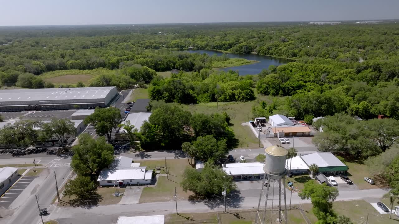 Lake Helen, Florida with drone video moving sideways.