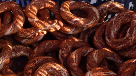 a basket of freshly baked turkish simit