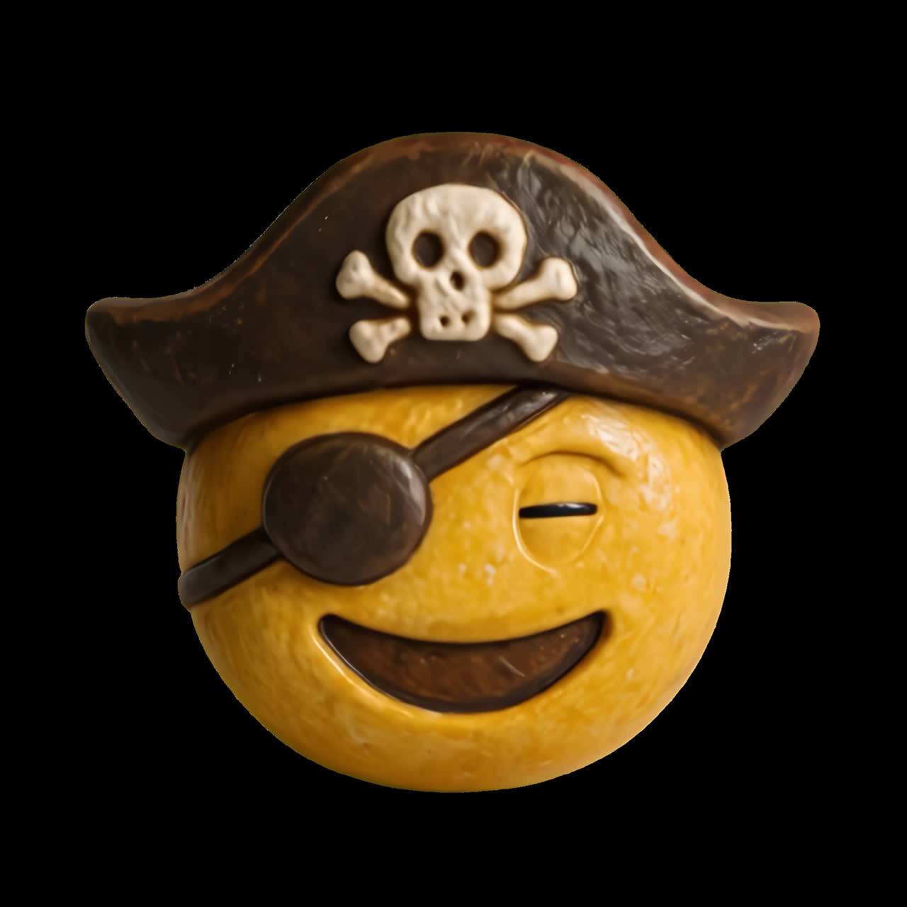 Emoji pirata con animazione espressiva e giocosa isolata, video 4K trasparente, canale alfa