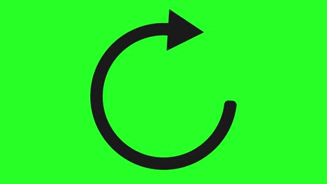 rotation arrow. black loading arrow on green background. progress symbol. animation of downloading status.