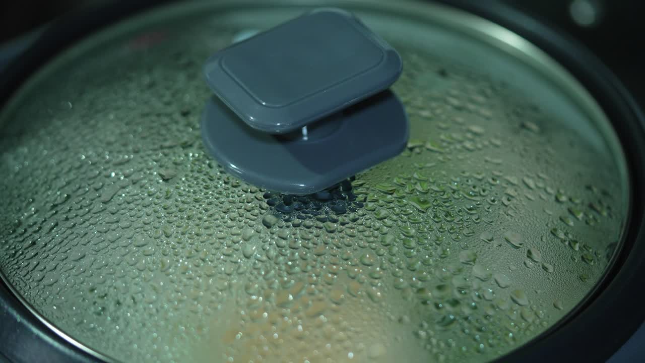Shot of Condensation Forming on Rice Cooker Lid