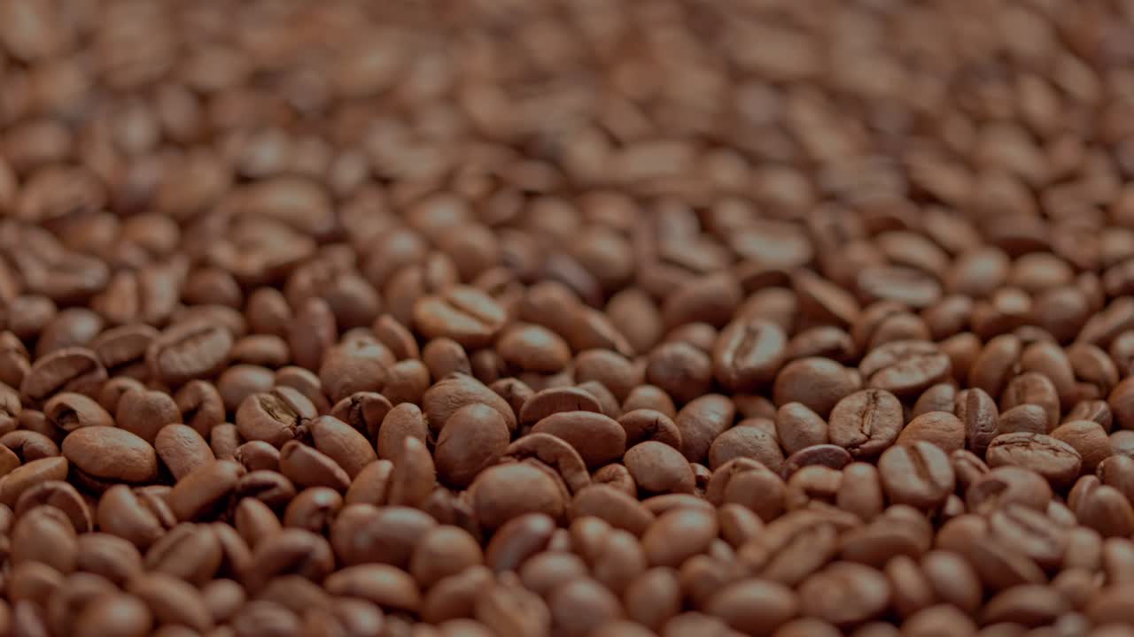 은 커피 콩의 전체 프레임 루프 회전 배경