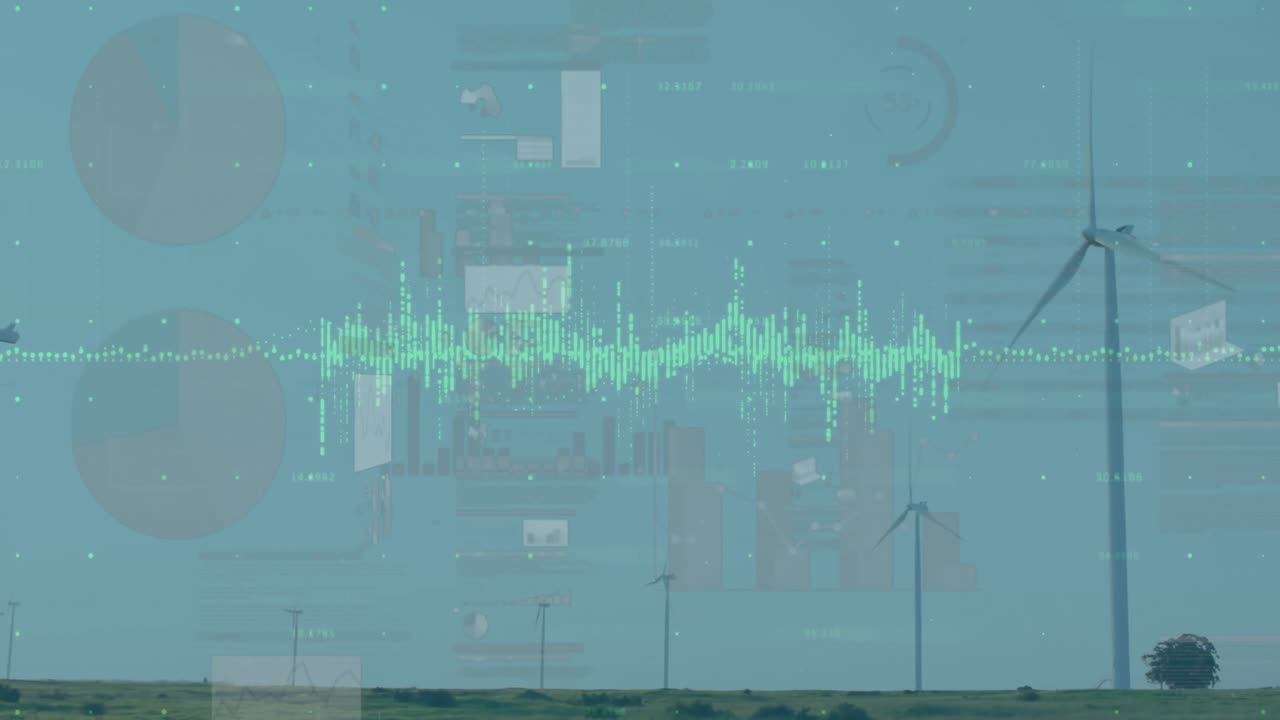 풍력 터빈으로 금융 데이터 처리의 애니메이션