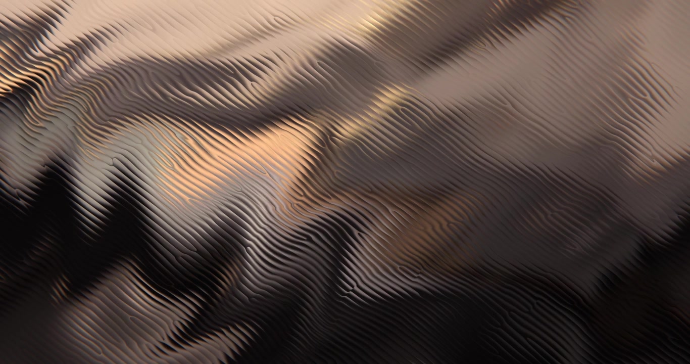 Abstract rose gold metallic surface with rippled wavy texture