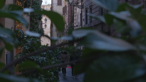 a quiet street in rome at christmas