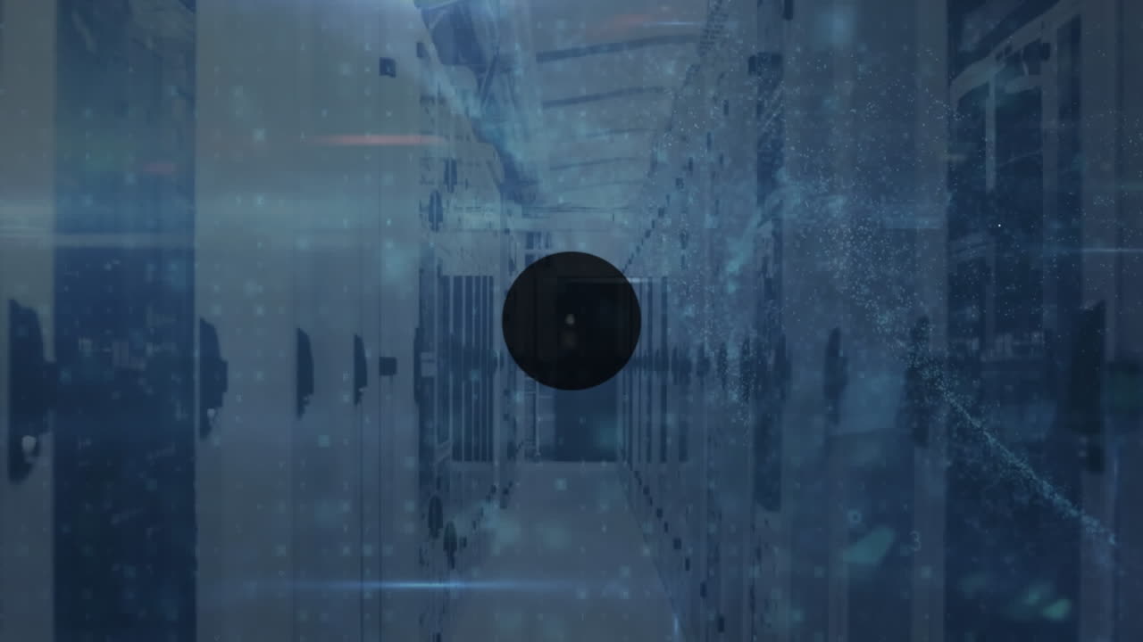 animación de la red de conexiones a través de la sala de servidores