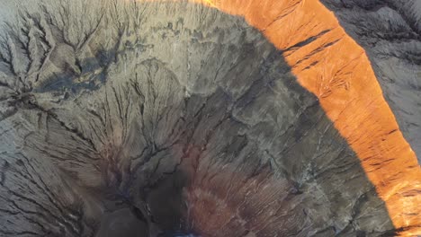 Crater-with-active-volcano-smoke-in-East-Java,-Indonesia