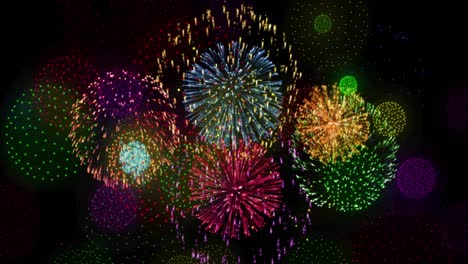 animation of glowing fireworks on black background