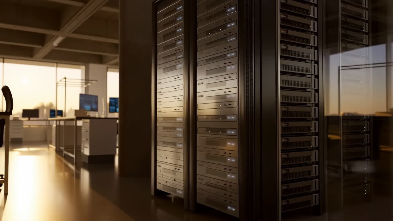 Data center server racks in an office environment